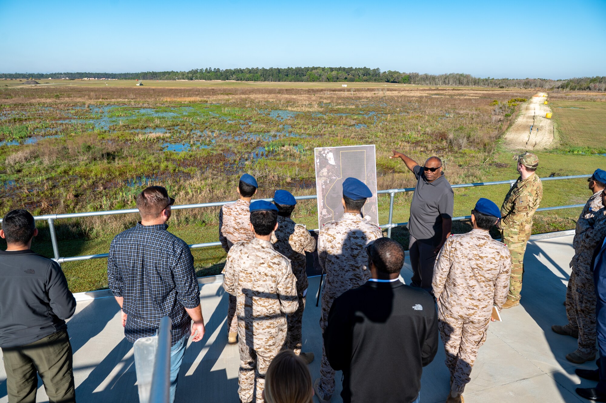 people looking into a field