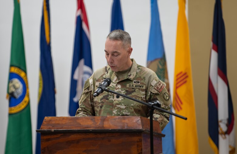 Expeditionary District holds a Relinquishment of Command ceremony where the outgoing Expeditionary District Commander, Col. Kenneth N. Reed, will transfer command of the district to interim Expeditionary District Commander, Lt. Col. Peter M. Ammerman, April 25, 2022, at Camp Arifjan, Kuwait.