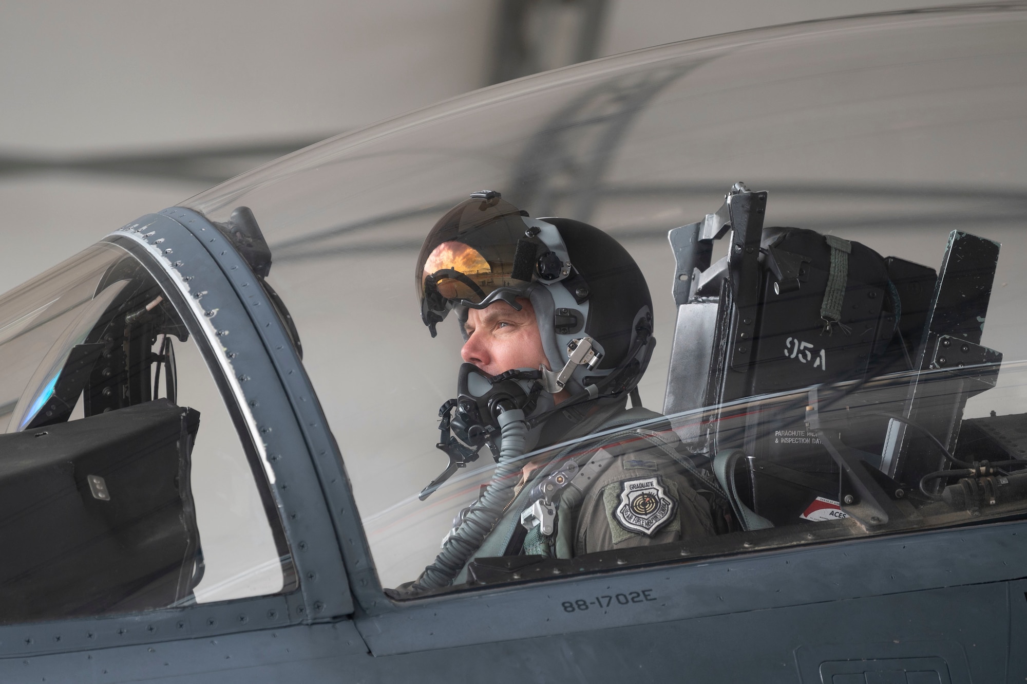 Col. Kurt Helphinstine, 4th Fighter Wing commander, prepares to take off at Seymour Johnson Air Force Base, North Carolina, May 2, 2022. Col. Helphinstine took his final flight as the commander of the 4th FW. (U.S. Air Force photo by Senior Airman Kevin Holloway)