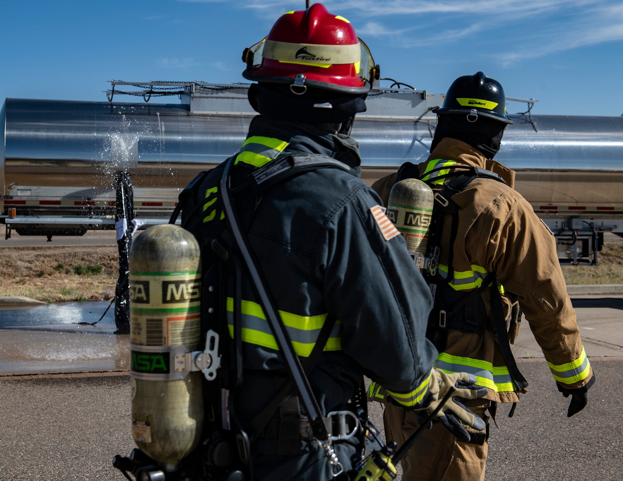From left to right, Lt. Scott Fitzhugh and Christopher Nelson,