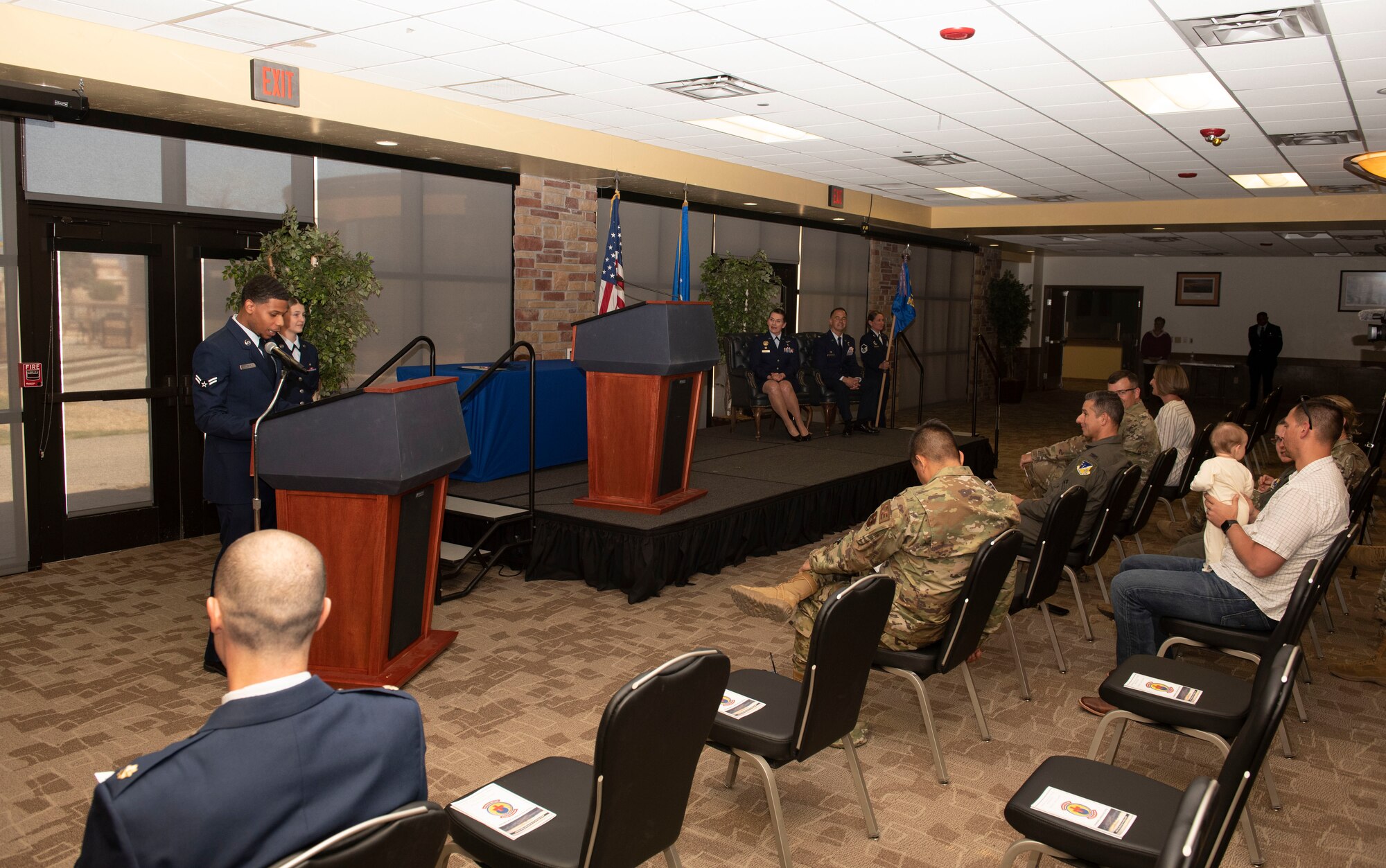 Personnel from the 49th Medical Group and other squadrons attend the 49th Medical Support Squadron inactivation ceremony April 29, 2022, on Holloman Air Force Base, New Mexico.