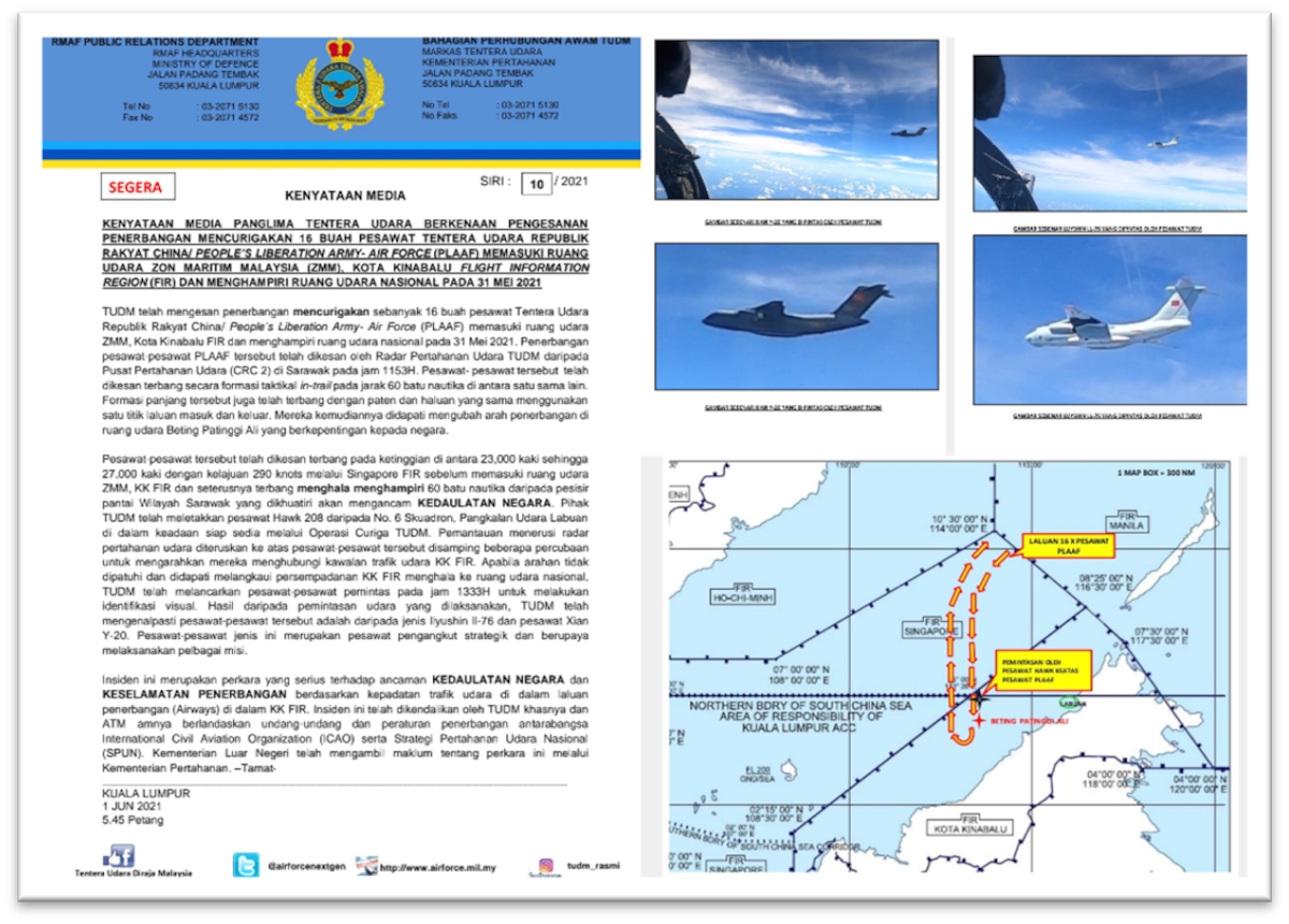 PLAAF flights near Malaysia