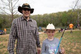 Father and son at a fishing derby