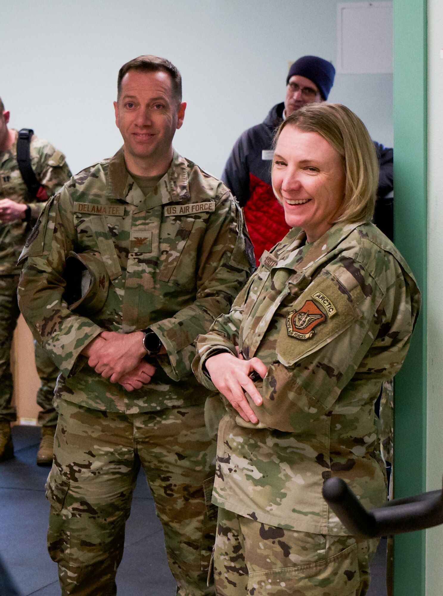 Photo of Col. Aguilar and Col. Delamater inside Buckner Parent-Child Center