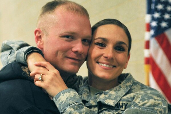 A military couple is shown.