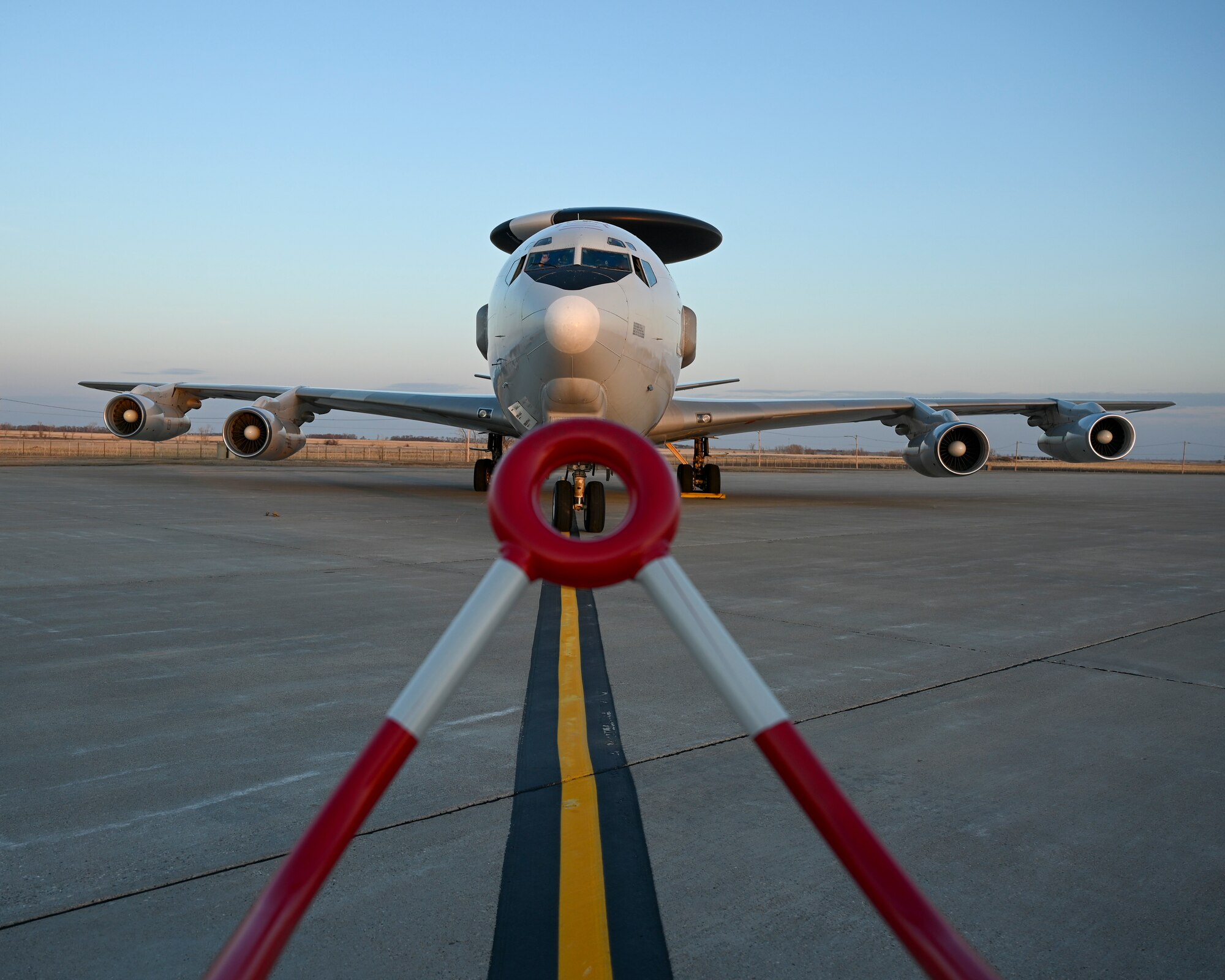 An E-3 Sentry aircraft sits parked