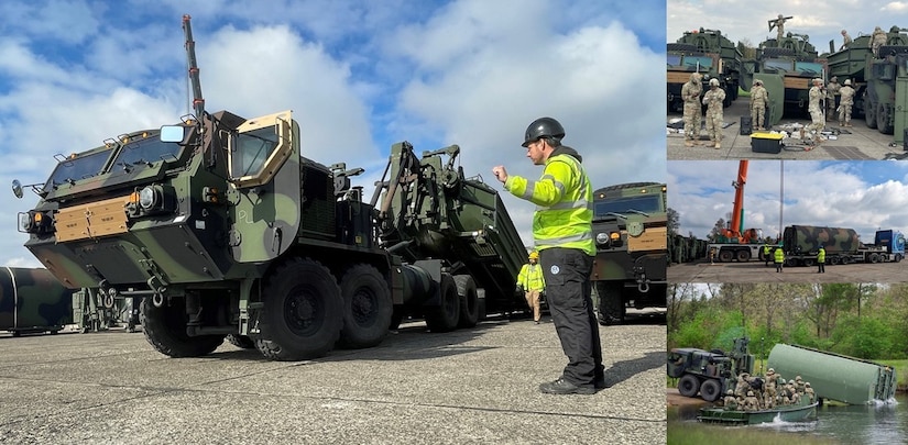 Recently the 405th Army Field Support Brigade’s Mannheim and Benelux battalions worked together to prepare, ship and issue an entire bridge system for the 74th Multi-Role Bridge Company, deployed from Fort Hood, Texas, to Poland for DEFENDER-Europe 22. For the first time ever, an entire float ribbon bridge system from the APS-2 worksite in Zutendaal, Belgium, was transported to Poland and issued to a U.S.-based MRBC deployed to Europe for training.