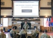 Brig. Gen. Mark McCormack, 28th Infantry Division commanding general, explains to lieutenants about the Iron Division’s history, the standard for performance and professionalism and his desire to sustain the 28ID’s reputation across this country and the globe. He also discussed the value the command places on the soldiers of the Keystone Division during the 28ID Iron Lieutenant Leadership Orientation at Fort Indiantown Gap on April 30.