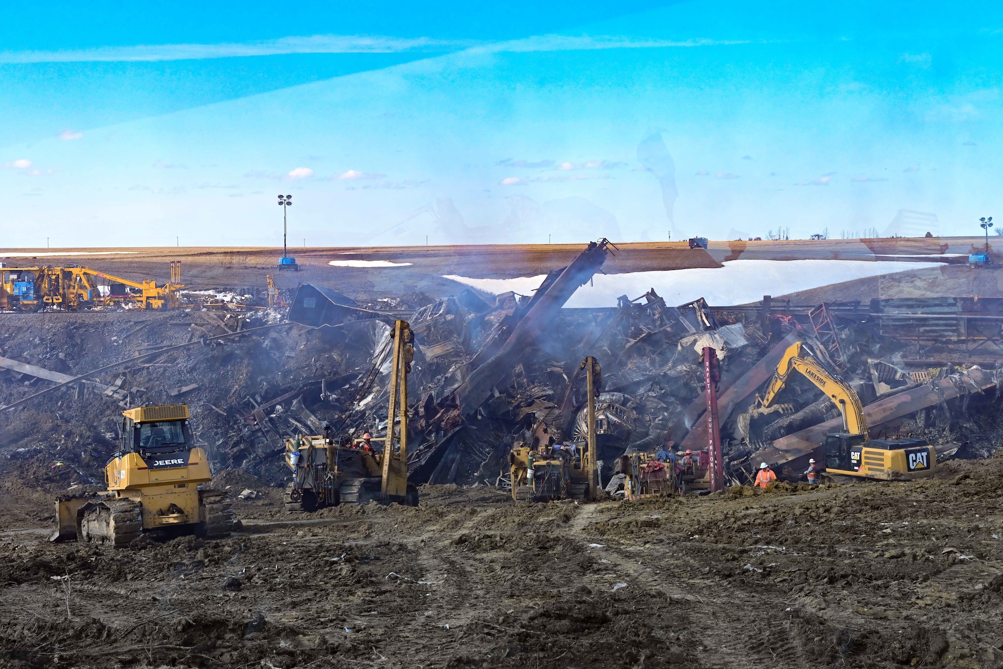 Minot Air Force Base firefighters respond to train derailment at Burlington, North Dakota, May 02, 2022.