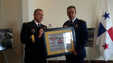 Maj. Gen. Steve Danner, then-adjutant general of the Missouri National Guard, at a ceremony in Panama City, Panama, commemorating the 20th anniversary of the Missouri National Guard's State Partnership relationship with Panama in March 2016.