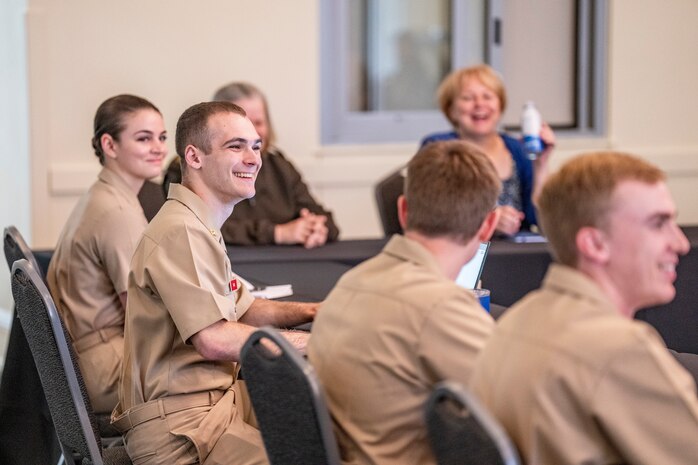 Girls in Tech Nashville meet with General Paul Nakasone and NSA director Rob Joyce during roundtable discussion at the Summit on Modern Conflict and Emerging Threats. Courtesy photo from Vanderbilt University.