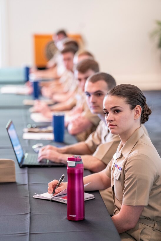 Girls in Tech Nashville meet with General Paul Nakasone and NSA director Rob Joyce during roundtable discussion at the Summit on Modern Conflict and Emerging Threats. Courtesy photo from Vanderbilt University.