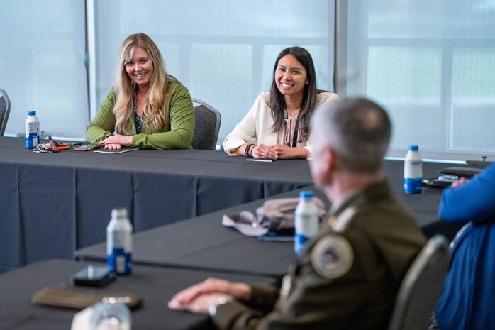 Girls in Tech Nashville meet with General Paul Nakasone and NSA director Rob Joyce during roundtable discussion at the Summit on Modern Conflict and Emerging Threats. Courtesy photo from Vanderbilt University.