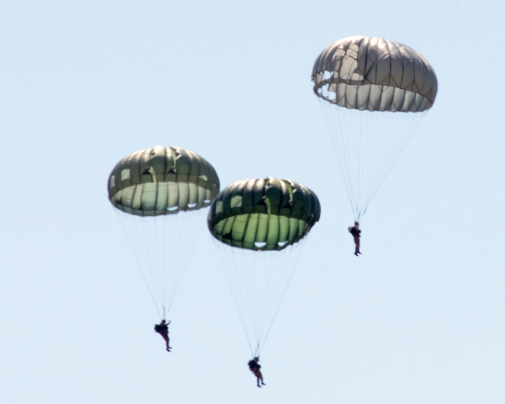 World War II paratroop reenactors land at museum