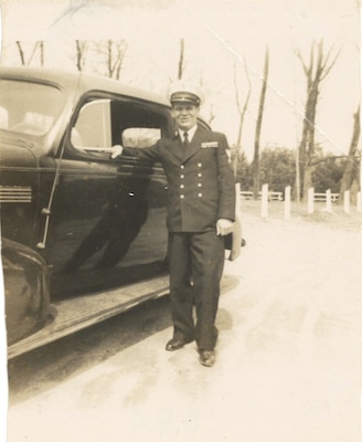 Commissaryman Robert Manges in his dress blues on leave from the Coast Guard. (Courtesy of Robert Manges)