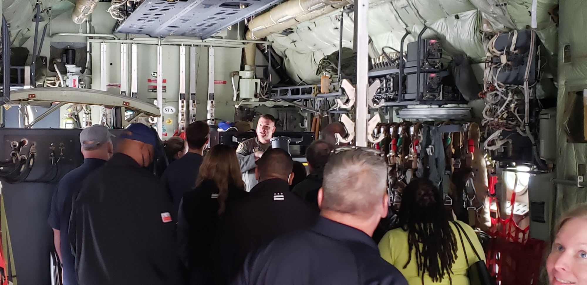 Emergency Management personnel tour a WC-130J Super Hercules aircraft.