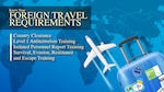 The Defense Department’s Foreign Clearance Guide https://www.fcg.pentagon.mil/fcg.cfm outlines requirements employees must complete before traveling.