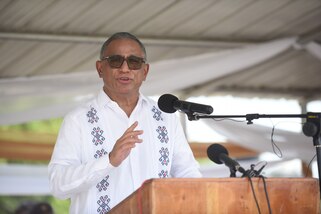 Belize Prime Minister, Honorable John Antonio Briceño, gives his remarks during the opening ceremony of Tradewinds 2022 in Belize City, Belize, on May 7, 2022.