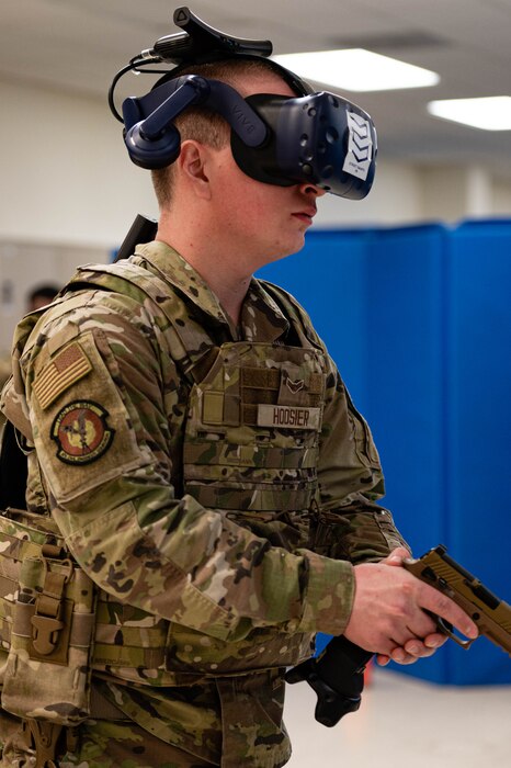 Airman uses augmented reality headset