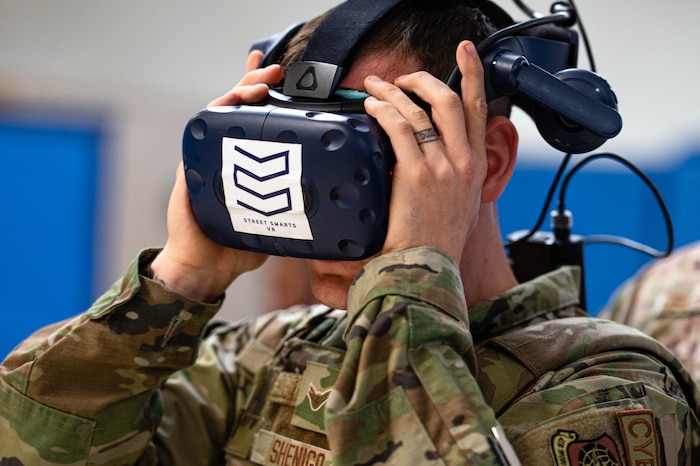 Airman uses augmented reality headset