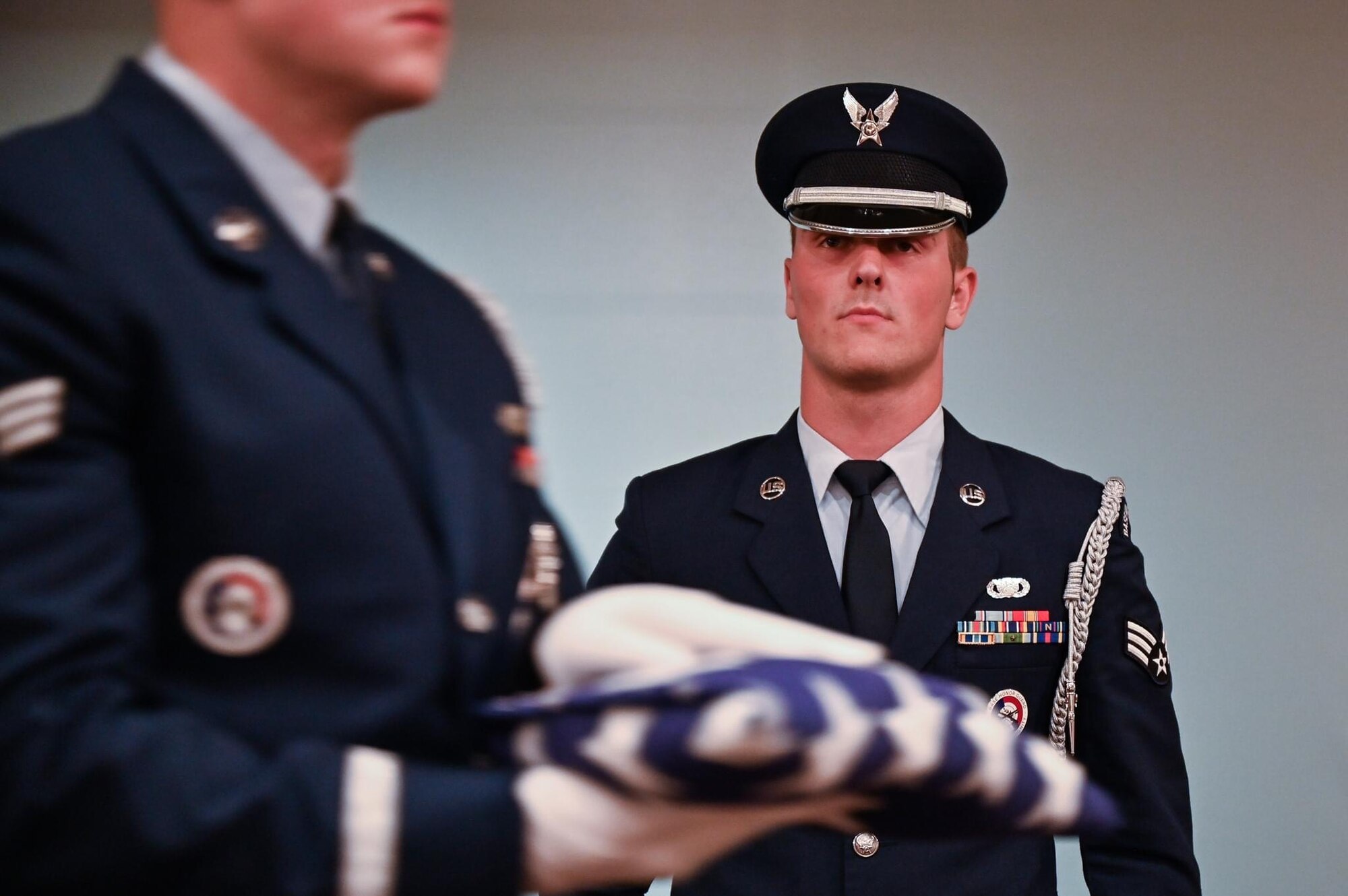 Honor Guard Airmen preform duties.