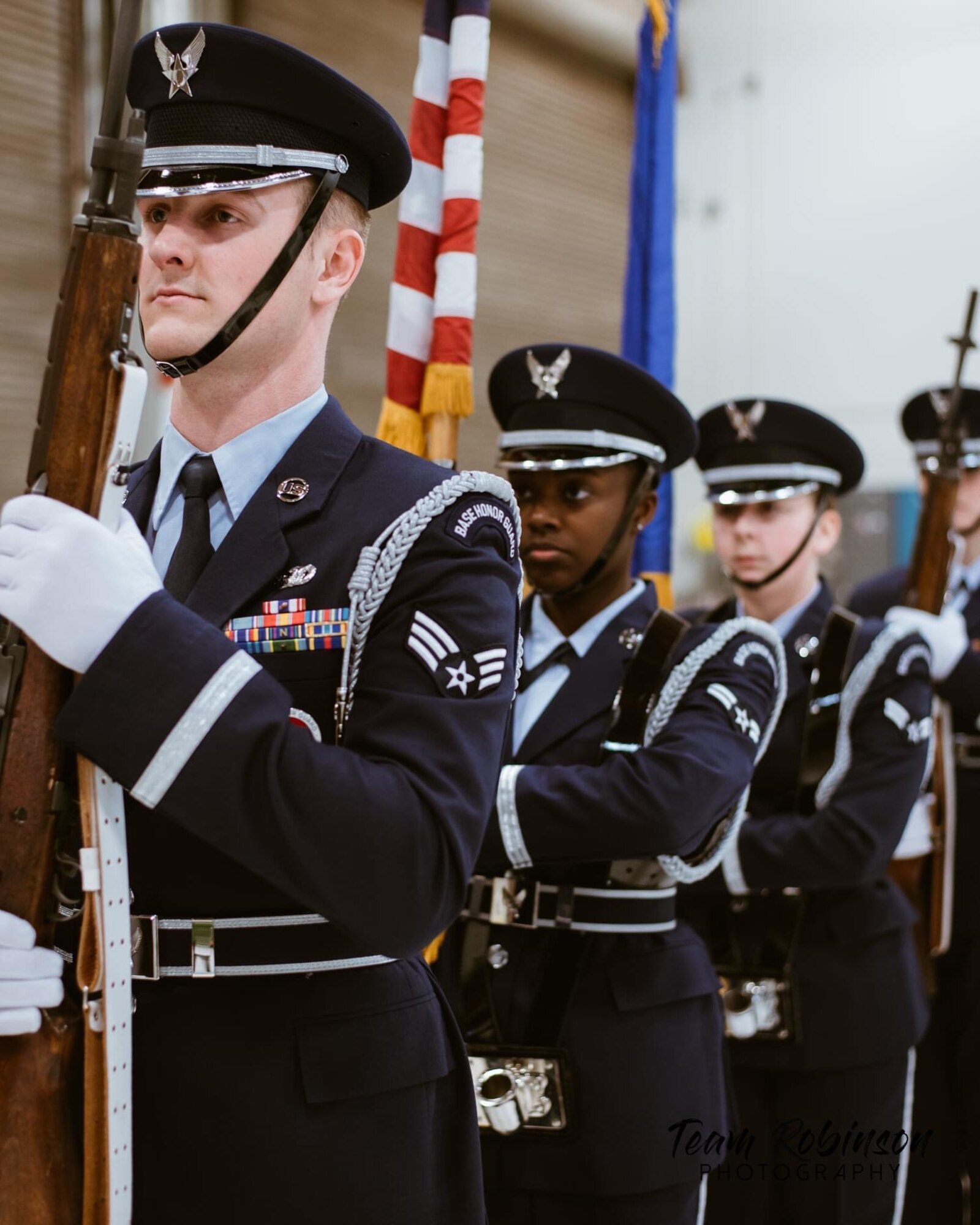Honor Guard Airmen preform duties.