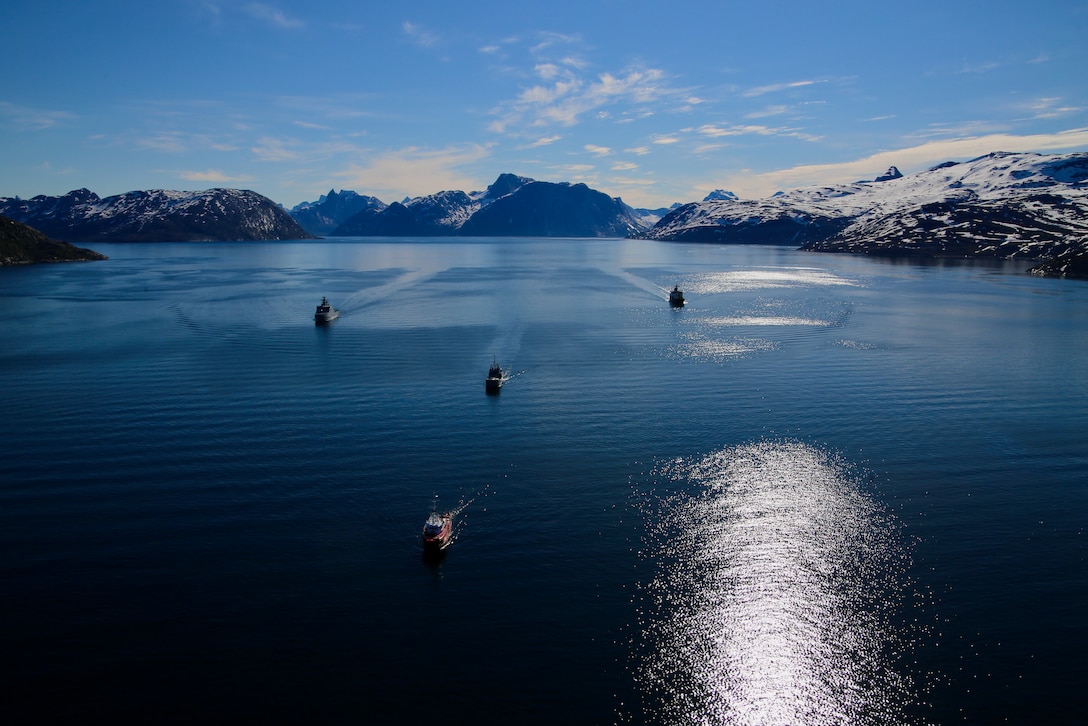 USCGC Maple (WLB 207) crew participate in the Danish Joint Arctic Command's annual joint large-scale Exercise Argus in Southern Greenland, June 23, 2021. Deployed forces demonstrated U.S. Coast Guard capabilities to build partner capacity and expertise in search and rescue, incident management, and marine environmental response. These efforts solidify key strategic relationships while achieving mutual Danish, Greenlandic, and U.S. goals in the North American Atlantic Arctic and Northwest Atlantic Ocean. (U.S. Coast Guard photo by Petty Officer 3rd Class Jose Hernandez)