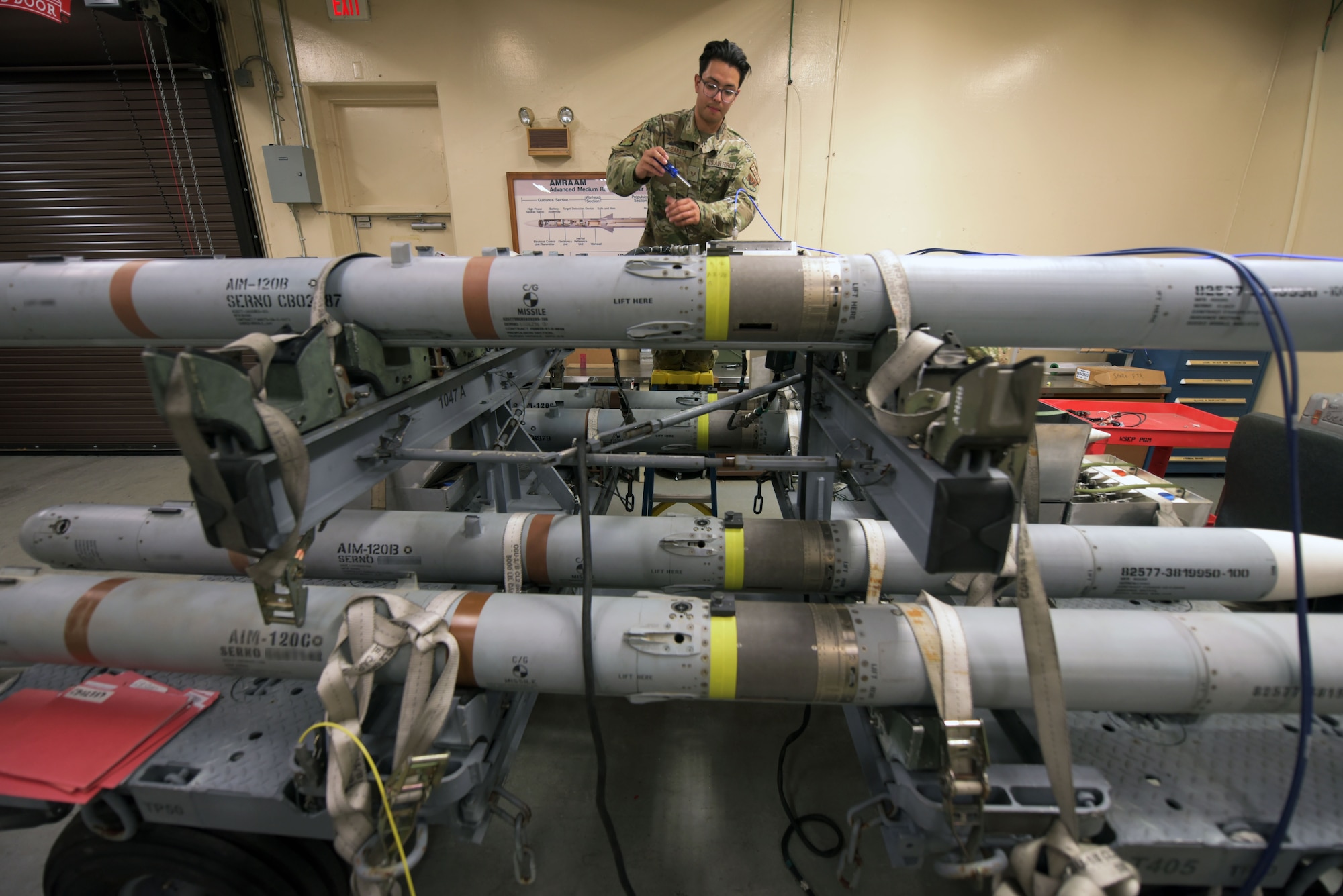 Airman works on missiles