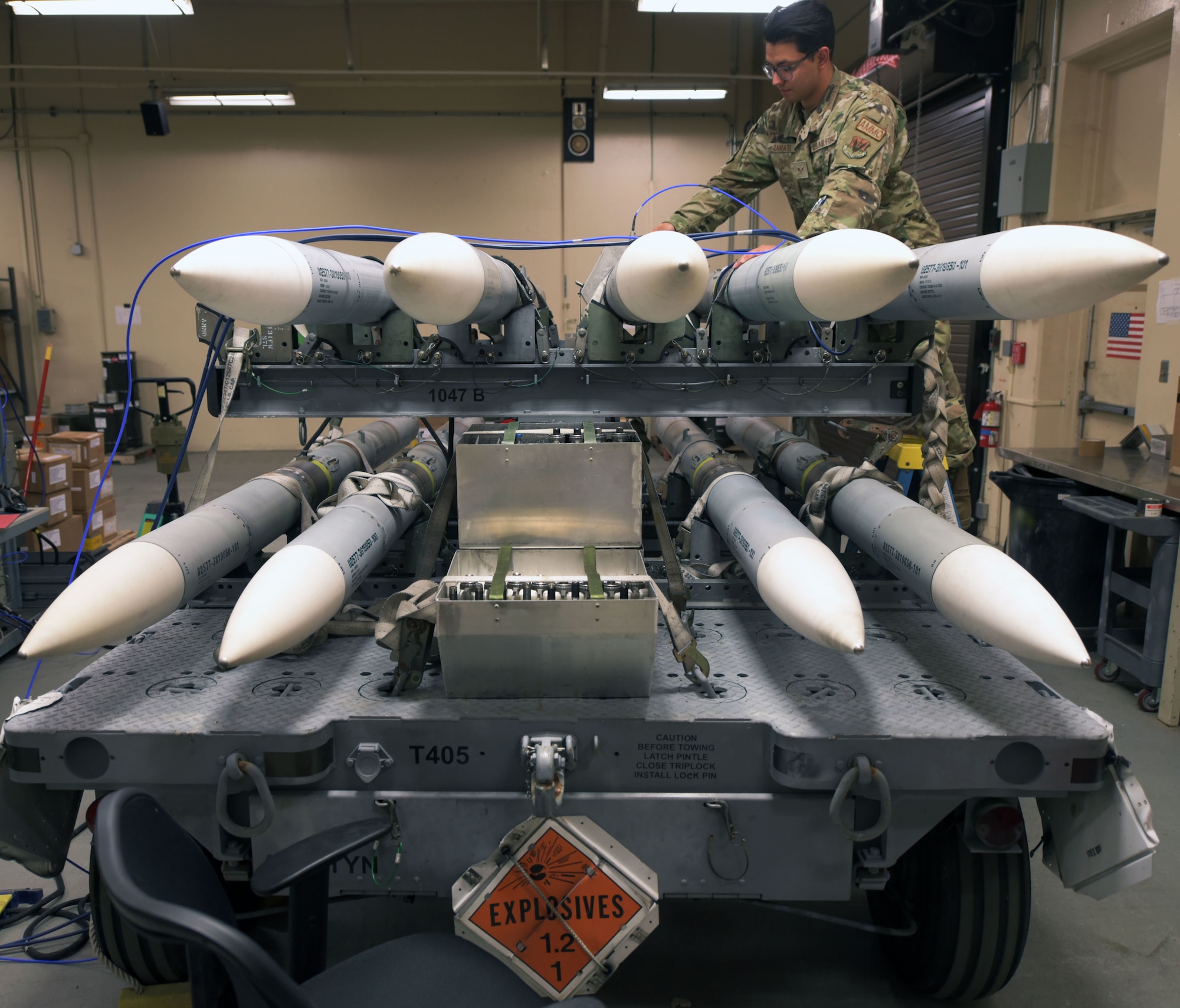 Airman works on missiles