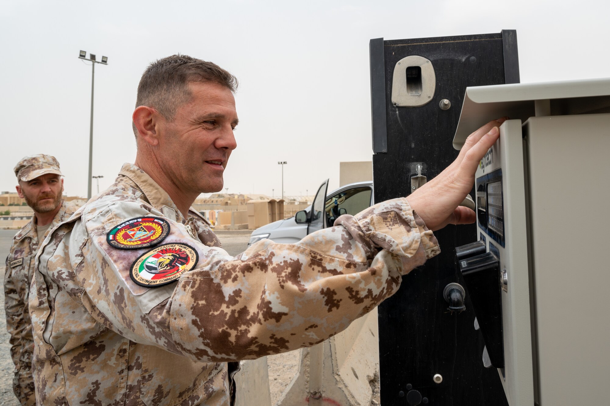 The 386th Expeditionary Logistics Readiness Squadron’s fuels management flight installed a new automated fuels service at Ali Al Salem Air Base.  Several benefits for this new fuels service implementation include allowing the fuels service center to accurately bill each vehicle and track each vehicle to each organization.