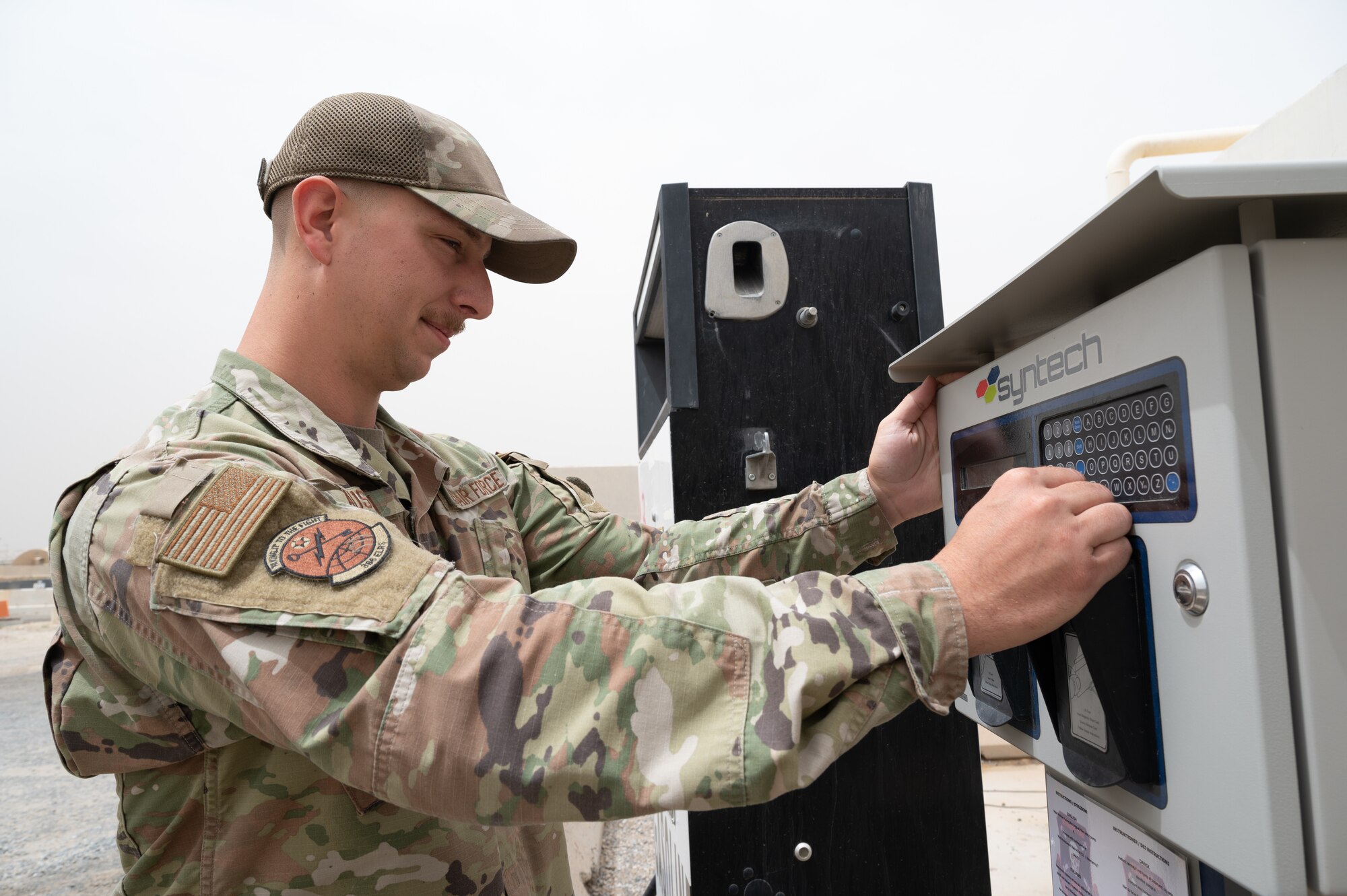 The 386th Expeditionary Logistics Readiness Squadron’s fuels management flight installed a new automated fuels service at Ali Al Salem Air Base.  Several benefits for this new fuels service implementation include allowing the fuels service center to accurately bill each vehicle and track each vehicle to each organization.