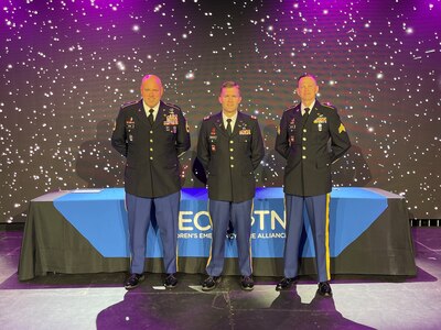 (Left to right) Sgt. 1st Class Tracy Banta, Capt. Philip Webster, and Sgt. Timothy Allen, receive a Star of Life award at the annual Children’s Emergency Care Alliance of Tennessee award ceremony, May 4, in Nashville. The Guardsmen were recognized for their heroic efforts during a medical evacuation rescue mission in Great Smoky Mountain National Park last June.