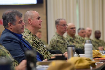 VIRGINIA BEACH, Va. (May 5, 2022) Vice Adm. Roy Kitchener, Commander, Naval Surface Force U.S. Pacific Fleet,, speaks during Naval Surface Force Atlantic�s annual leadership training symposium. Throughout the symposium, leaders presented briefs and answered questions regarding waterfront maintenance, personnel training, current threats, and investing in the future fleet. (U.S. Navy photo by Mass Communication Specialist 1st Class Jacob Milham/Released)