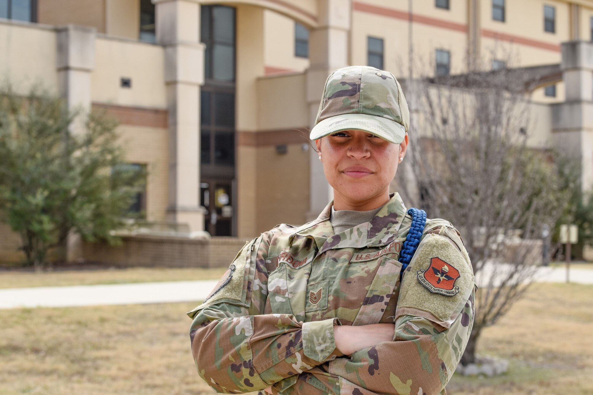 TSgt Cordova standing outside at JBSA-Lackland