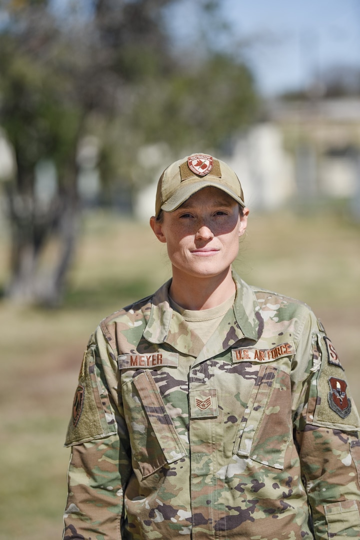 SSgt Meyer standing outside at JBSA-Lackland