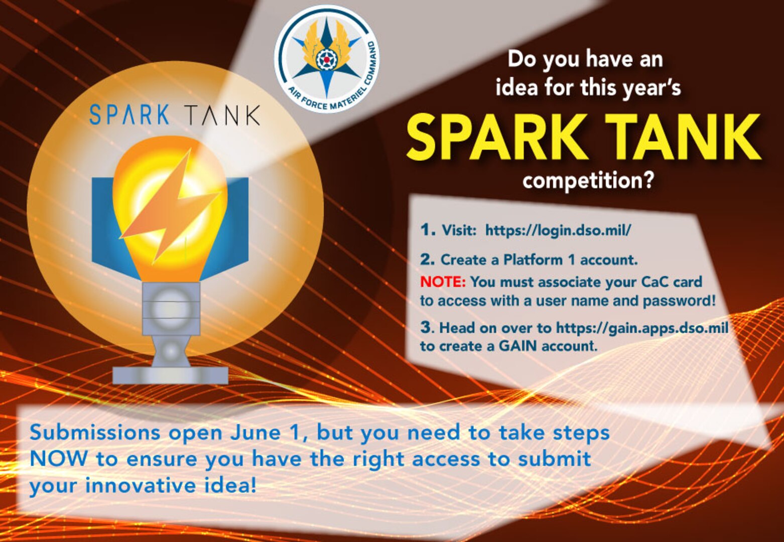 Innovators Take action now for Spark Tank 2023 > Joint Base San