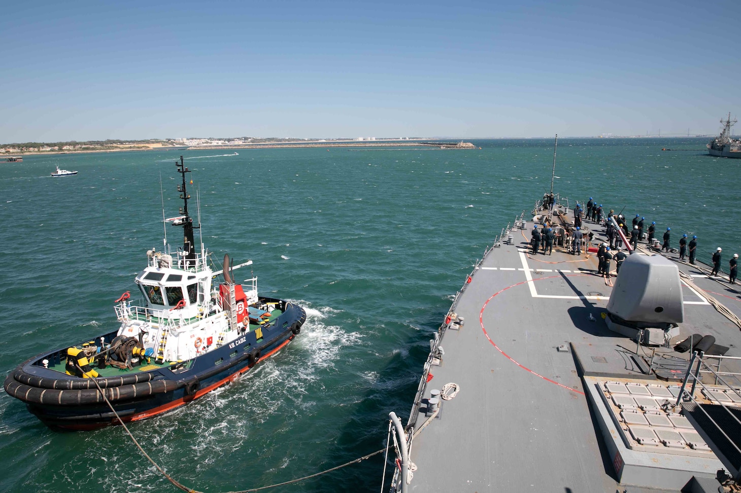 The Arleigh Burke-class guided-missile destroyer USS Porter (DDG 78) departs Naval Station Rota, Spain, May 10, 2022. Porter is on a scheduled deployment in the U.S. Sixth Fleet area of operations in support of U.S., Allied and partner interest in Europe and Africa.