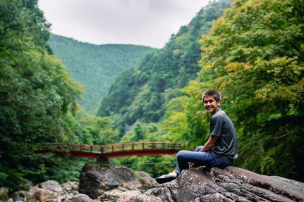 Tomokazu Lewis, a dual citizen of the U.S. and Japan poses for a courtesy photo near his home in Tokushima before he attended U.S. Air Force Basic Military Training in March 2022 at Joint Base San Antonio-Lackland, Texas.