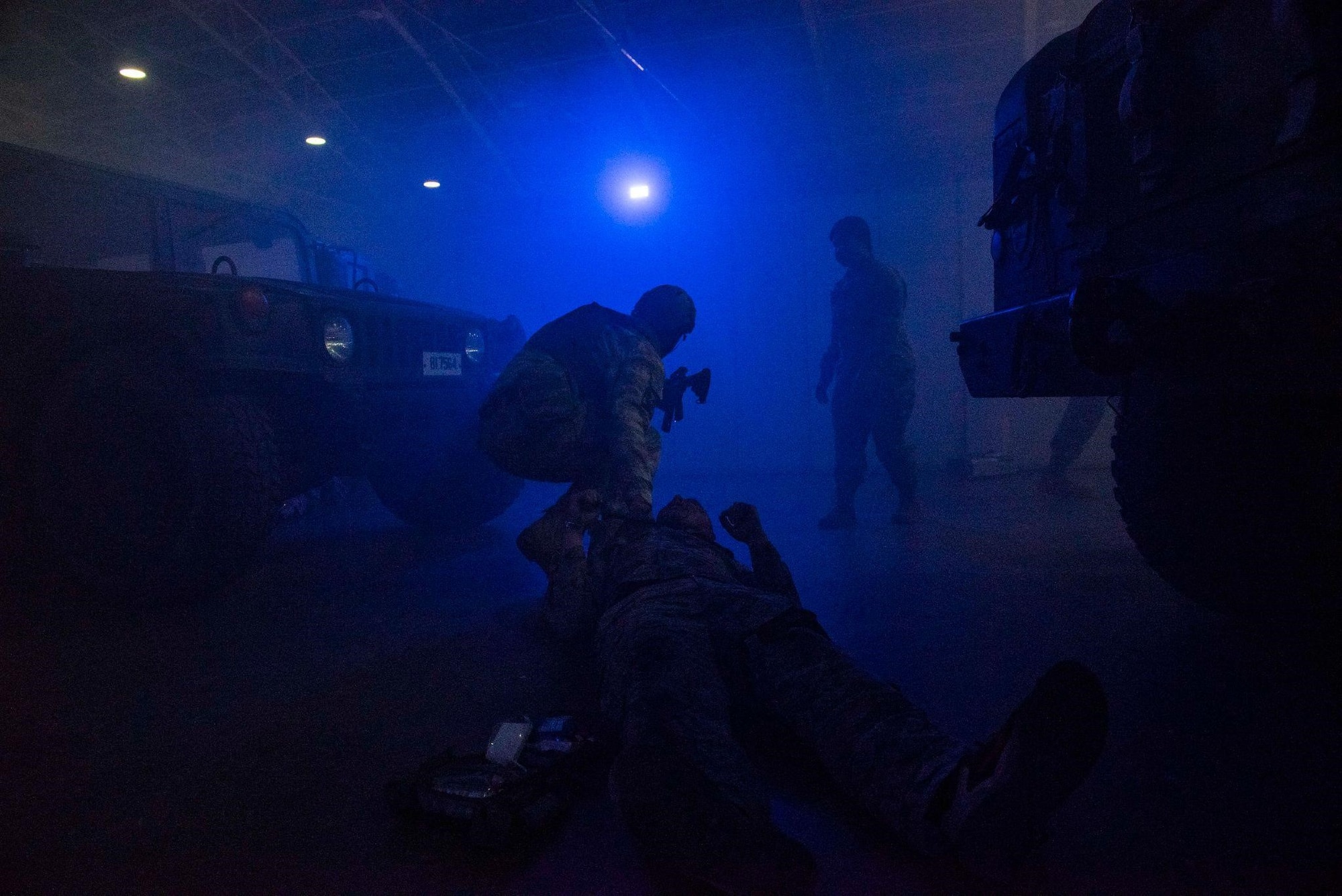 A Tactical Combat Casualty Care student carries a simulated casualty to safety during the final exercise scenario as part of the first combined Medic-X and TCCC course hosted by the 39th Medical Group at Incirlik Air Base, Turkey, April 24, 2022. The five-day course integrated multi-capable airman concepts into the existing TCCC curriculum to prepare all medics for prolonged field care. The Air Force Medical Service tasked the 39th MDG to beta test a combined curriculum making this the first training of its kind in the Air Force. (U.S. Air force photo by Staff Sergeant Gabrielle Winn)