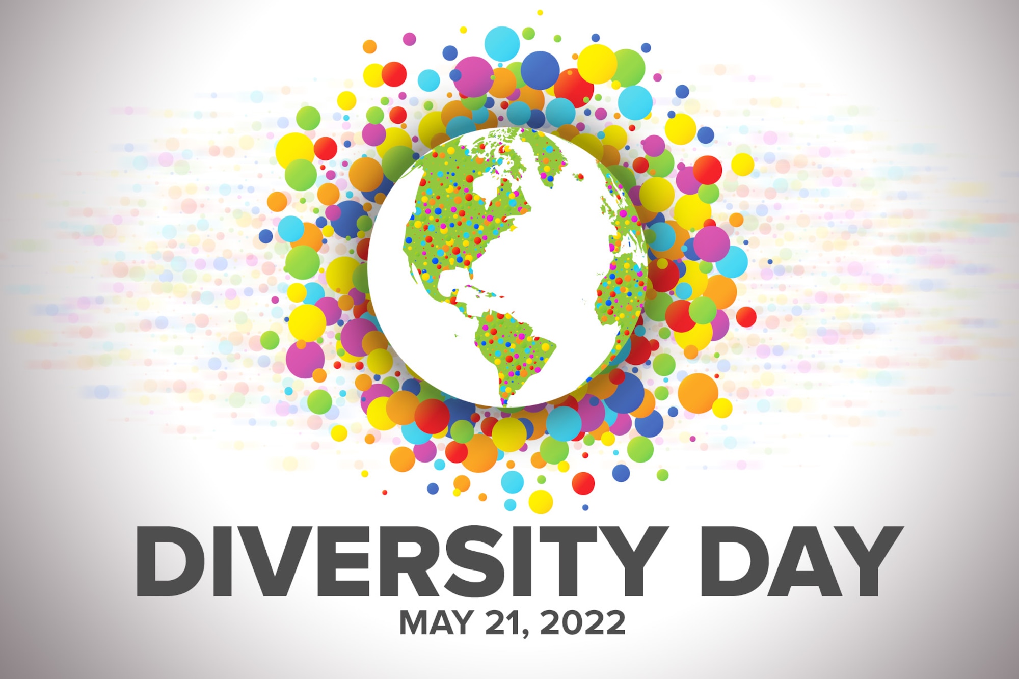 The words Diversity Day appear below an image of the globe and its continents are speckled with brightly colored polkadots.