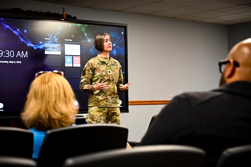 U.S. Army Lt. Col. Dawn Opland, Army Support Activity Fort Dix, deputy commander, addresses audience during a Meet Your Army event on May 5, 2022, at Joint Base McGuire-Dix-Lakehurst, N.J. Meet Your Army is a HQDA-driven Total Force outreach initiative to bridge the civilian and military divide. The Office of the Chief of Public Affairs’ Outreach Division runs this initiative to connect with the American public, educate community and business leaders, and inspire youth to serve.