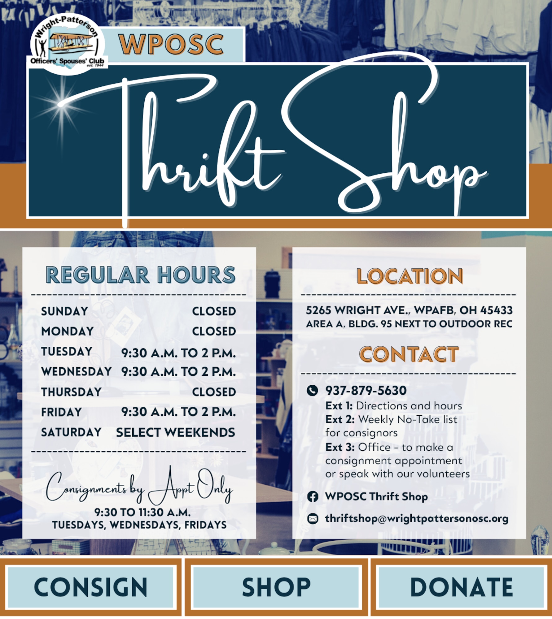 Find affordable treasures at Thrift Shop > WrightPatterson AFB
