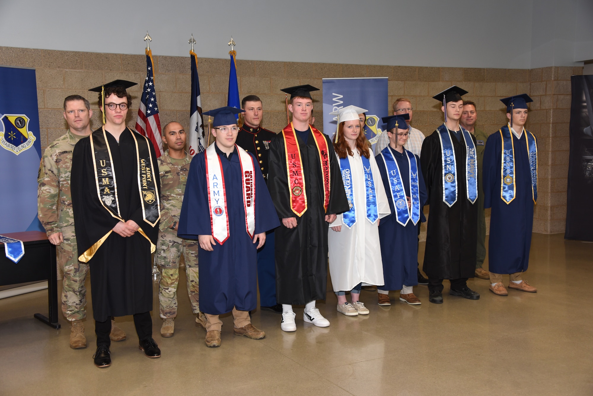 Graduating high school students in Iowa are honored with graduation stoles decorated with special military stoles.