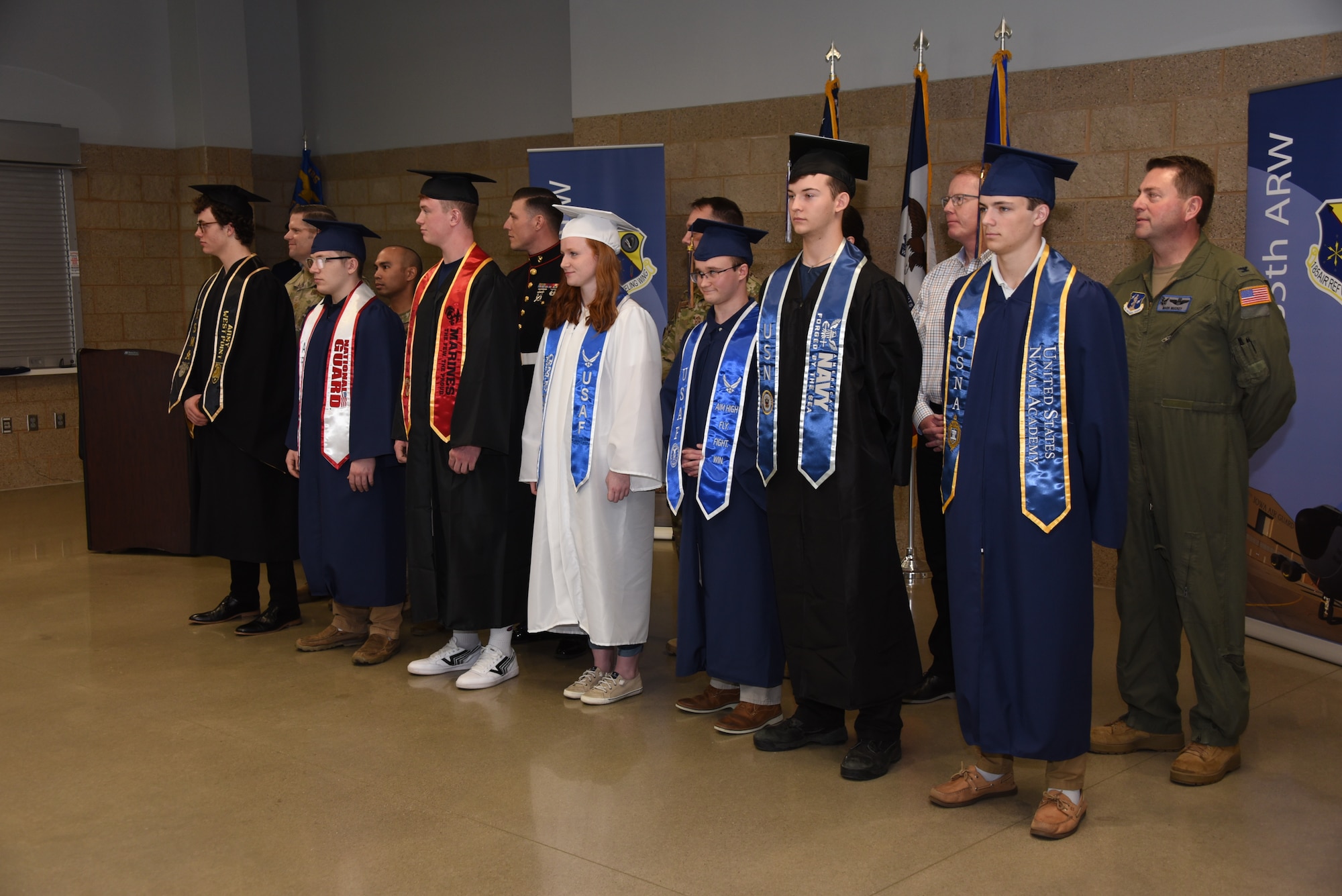 Graduating high school students in Iowa are honored with graduation stoles decorated with special military stoles.