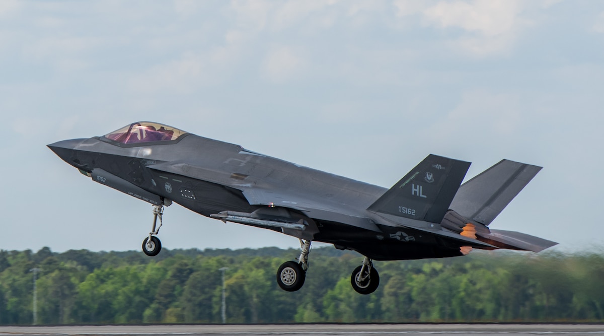 An F-35A Lightning II from the 419th Fighter Wing at Hill Air Force Base, Utah lands at the Air Dominance Center in Georgia May 2, 2022 during the Sentry Savannah exercise.