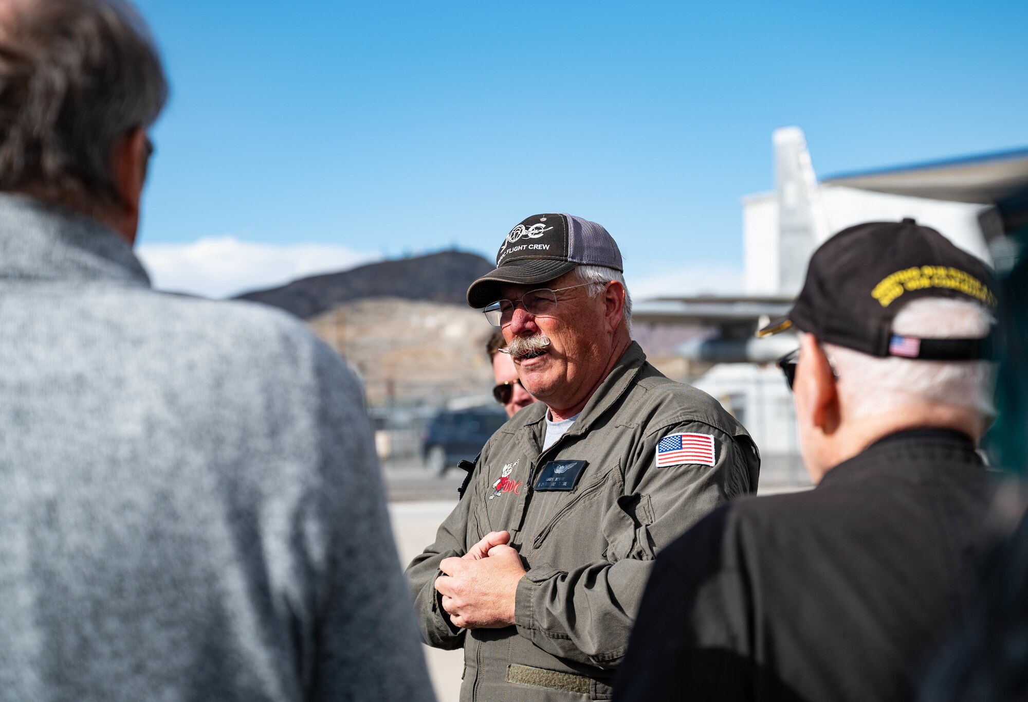 Mark Novak, a volunteer pilot for Doc’s Friends, gives a safety brief to two 509th Composite Group veterans and their friends at Wendover Airfield, Utah, May 9, 2022. Doc’s Friends manages the operations of one of the only working original B-29 Superfortess’. The non-profit organization was invited to fly two original 509th Composite Group members on the B-29 to honor their service and contribution to the United States.