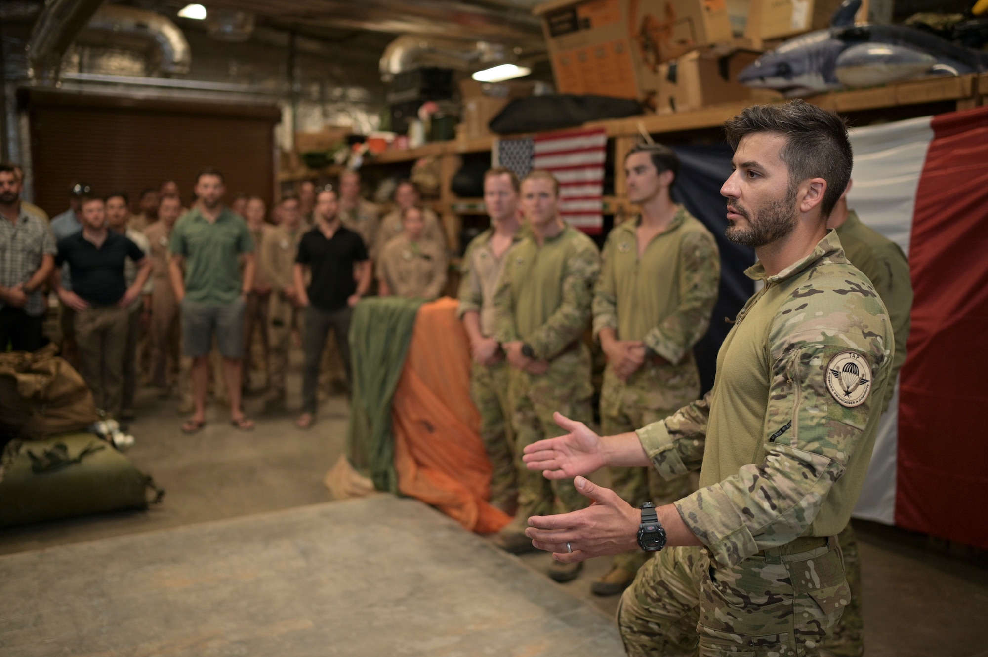 U.S. Air Force pararescue specialists with the 82nd Expeditionary Rescue Squadron receive French Parachutist Foreign Jump Wings