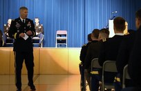 Maj. Gen. Jeff Broadwater provides remarks as the guest speaker at a commencement ceremony for Intermediate Level Education – Common Core class of 2022 hosted by the 7th Intermediate Level Education Detachment, 7th Mission Support Command in Grafenwoehr, Germany, May 6, 2022.   

The 7th ILE Detachment is the only Command and General Staff College in the European theater and provides education for EUCOM, AFRICOM, and CENTCOM and is one of two training facilities to host international students.