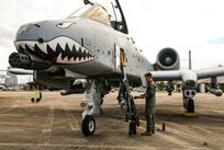 U.S. Air Force A-10 Thunderbolt II pilots with the 75th Fighter Squadron, 23d Fighter Group out of Moody Air Force Base, Georgia, prepare for takeoff during Southern Strike 2022at Gulfport Combat Readiness Training Center, Gulfport, Mississippi, April 26, 2022.