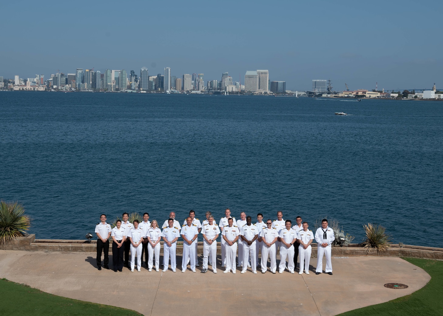 Service members of Pacific Indian Ocean Shipping Working Group (PACIOSWG) pose for a photo at Naval Base Point Loma